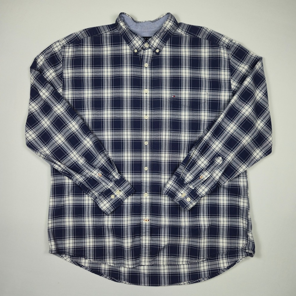 Tommy Hilfiger XXL Button Down Shirt Mens Plaid Classic Fit Long Sleeve‎
